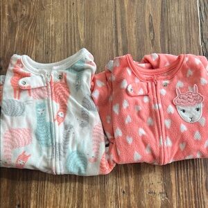Cozy Llama Kids Pajamas Set - Pink and Cream